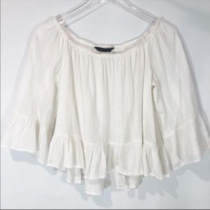 ZARA Woman Embroidered Off-The-Shoulder Top Size Medium